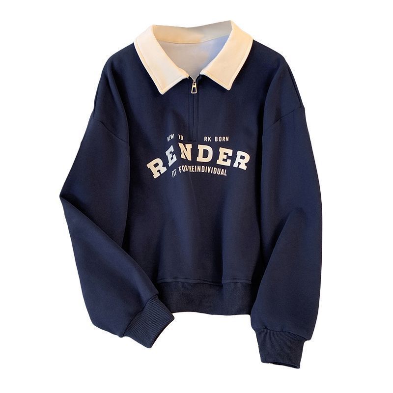 Picture of POLO collar sweater women's 2025 spring and autumn new color matching long sleeve thin sweater female student jacket coat women's foreign trade