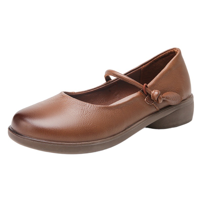 Middle-Aged and Elderly Women's Shoes, Mother's Shoes, Summer Soft-Soled Flat Leather Shoes, Soft Leather 2025 New Anti-Slip Flats