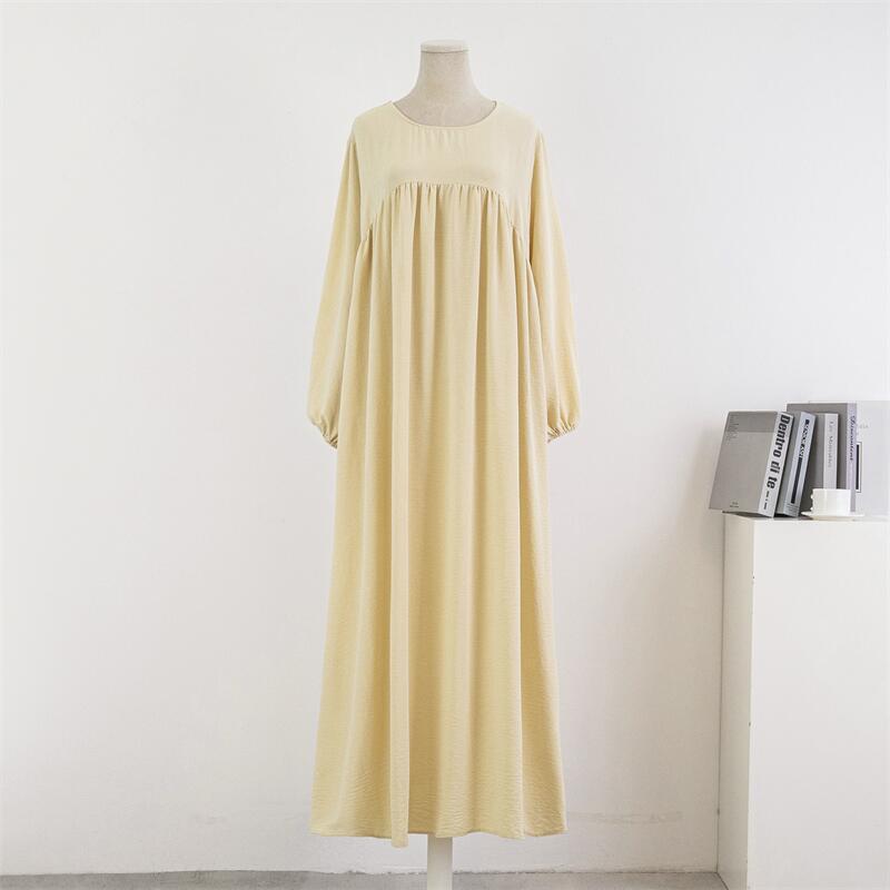 Picture of Cross-border Foreign Trade Muslim Loose plus size Long-sleeved Solid Color Pullover Robe Skirt Over-the-knee Long Skirt dress