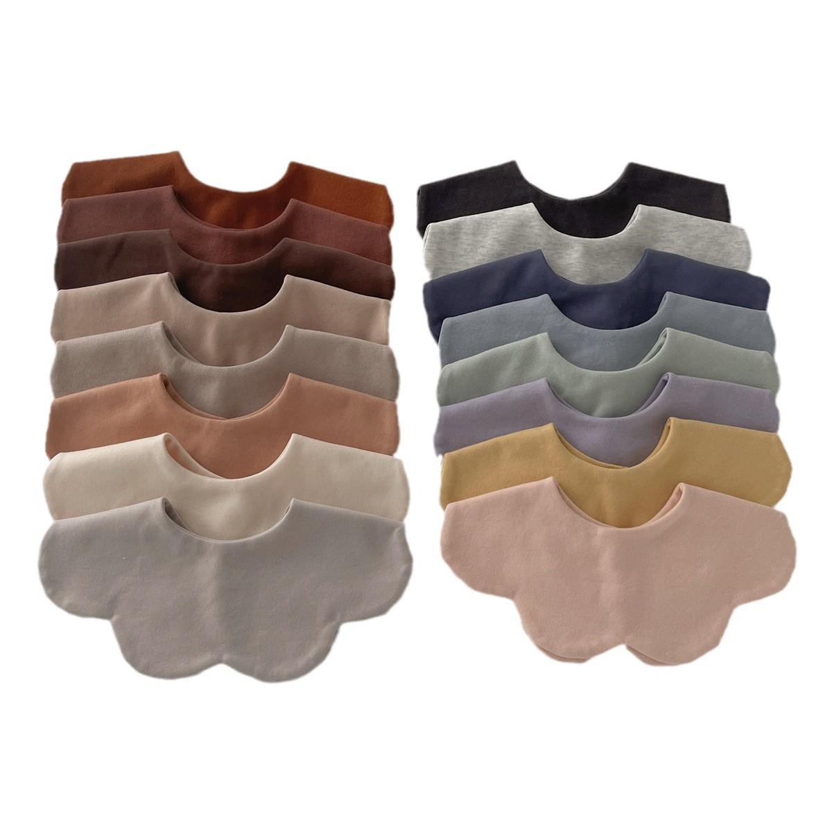 Picture of Korean version of Morandi solid color baby saliva towel cotton petal bib double-sided solid color bib