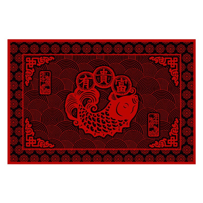 2024 New Chinese Style National Tide Dragon Year Floor Mat Entrance Door Mat Toilet Water Absorbent Dirty Resistant Floor Mat Red Door Mat