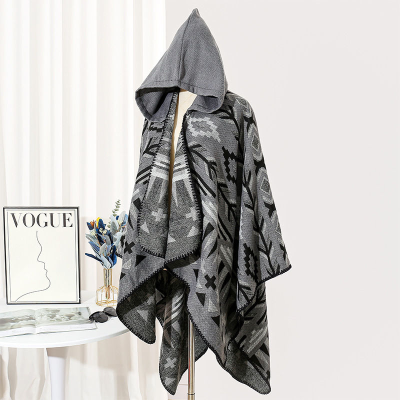 Picture of Ethnic Style Hooded Shawl Women's Yunnan Western Sichuan Travel Wear Costume Xinjiang Desert Photograph Outer Cape Cape
