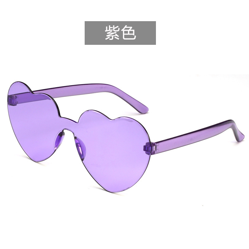 Picture of Heart Sunglasses, Heart Sunglasses, Jelly Color Rimless Heart-Shaped One-Piece Glasses, Dazzling Color Glasses