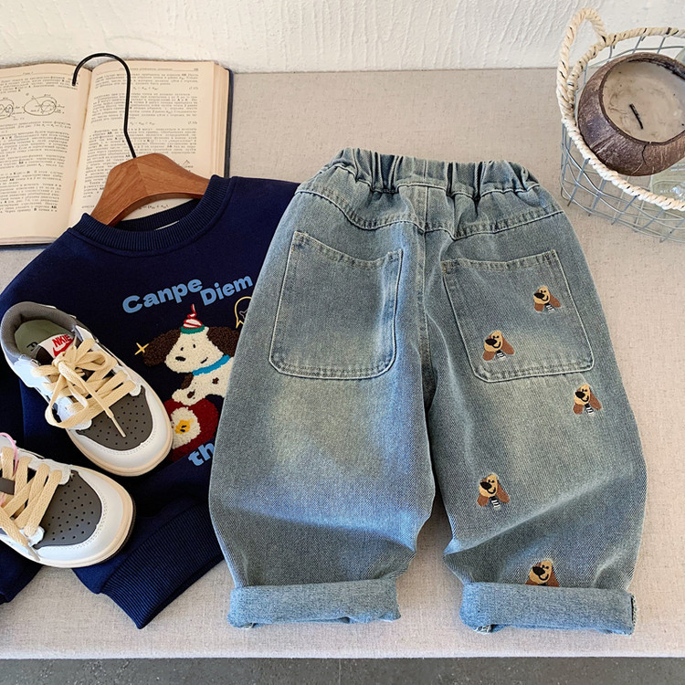 Picture of Children's Jeans 2025 New Autumn Style Boys' Long Pants with Embroidery, Loose and Fashionable Boys' Pants