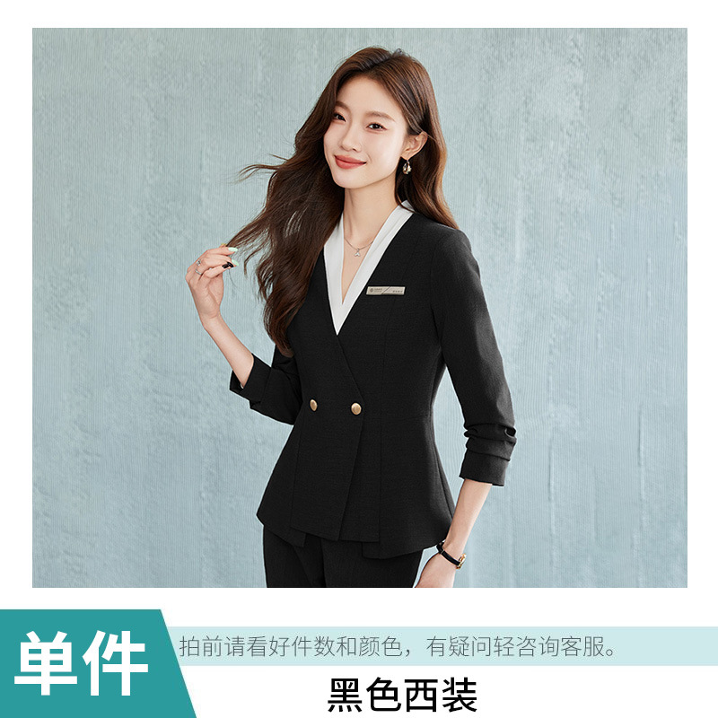 Picture of Black Suit suit Women's Business Wear Foruman Autumn and Winter Temperament Goddess Fan OL Tooling Jewelry Store Front Desk Work Clothes