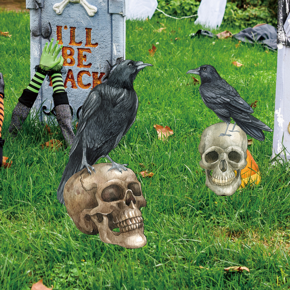 TYU213 cross-border Halloween retro skull Crow Garden floor plug-in garden holiday party decoration plug-in