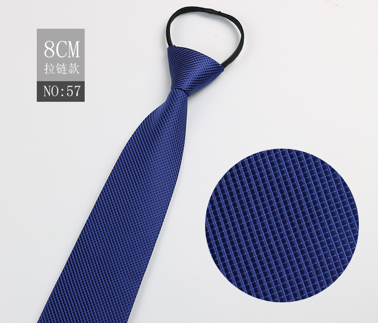 Picture of Factory Black Men's Tie Striped Blue Business Tie Lazy People Knot Free Zipper Tie in stock Wholesale