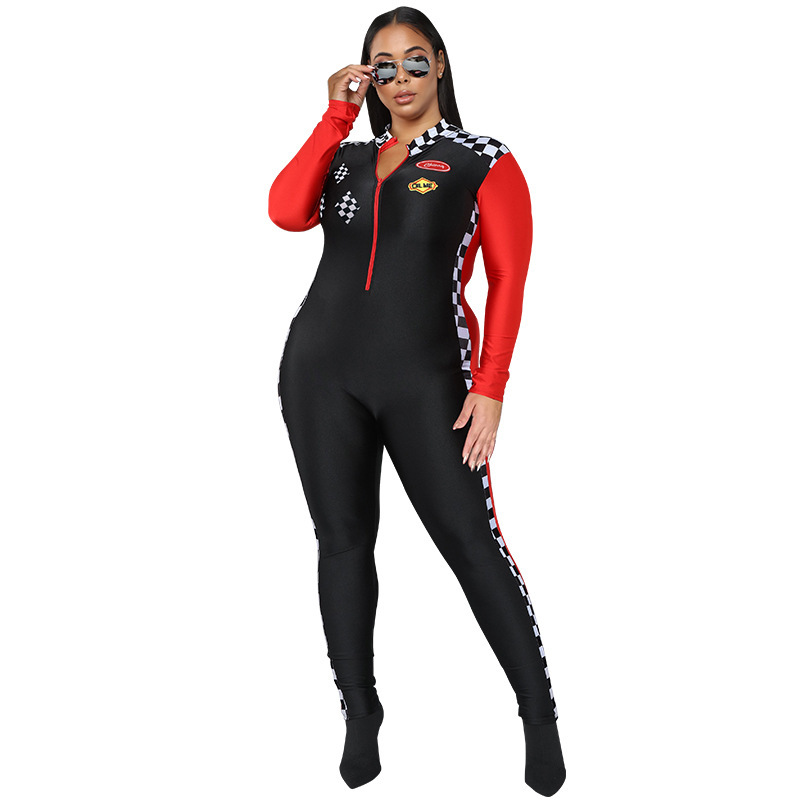 S-XXL Halloween Party F1 Racing Suit Sexy Baby Long-sleeved Cheerleading Suit Jumpsuit Motorcycle Car Suit