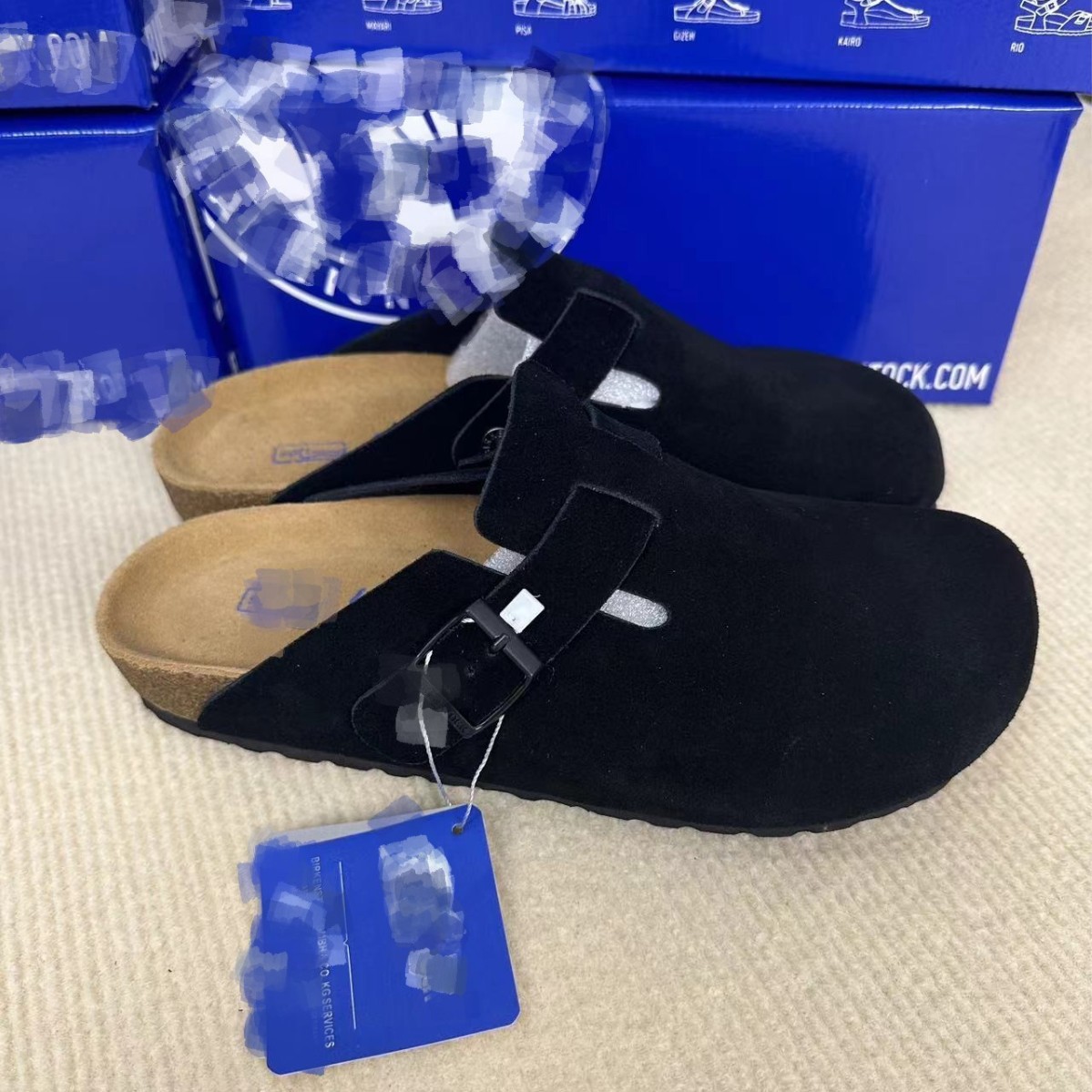 BK Genuine Birkenstock Shoes Unisex Cork Sole Vintage Baotou Half Slippers Comfortable All-Match Lazy Shoes Flat Sandals