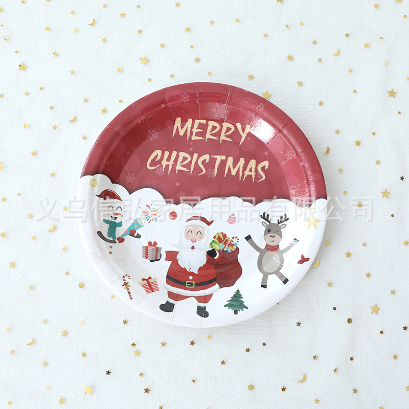 Picture of Cross-border new Christmas decoration theme disposable tableware paper plate party decoration arrangement paper cup paper plate suit