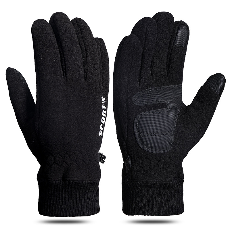 Picture of Polar fleece gloves men's autumn and winter velvet padded warm gloves riding sports driving non-slip touch screen gloves women