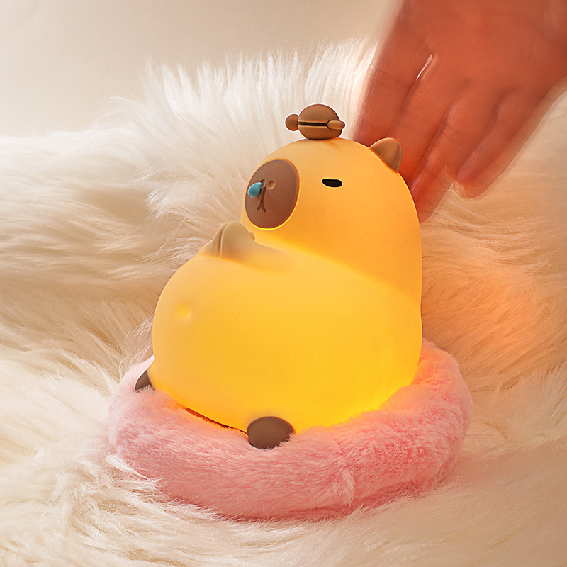 Picture of 2024 New Capibala Wooden Fish Snot Bear Night Light Children's Gift Ambient Light Ornament Induction Pat Light