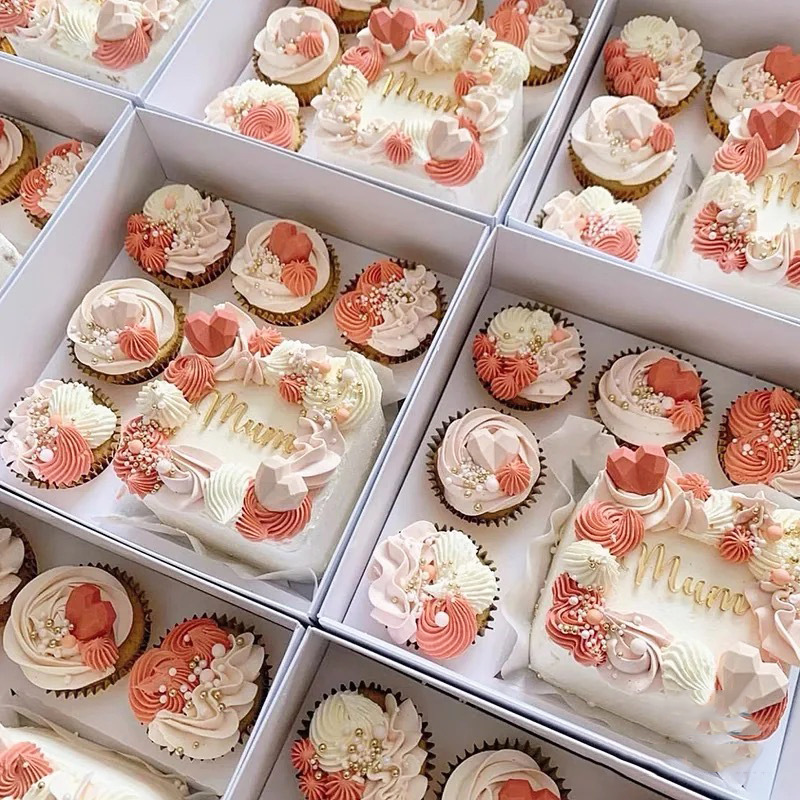 New 5-grain Mafen Cup Cake Box 4 inch Transparent Dessert Packaging Mother's Day Valentine's Day Paper Cup Packing Box in stock