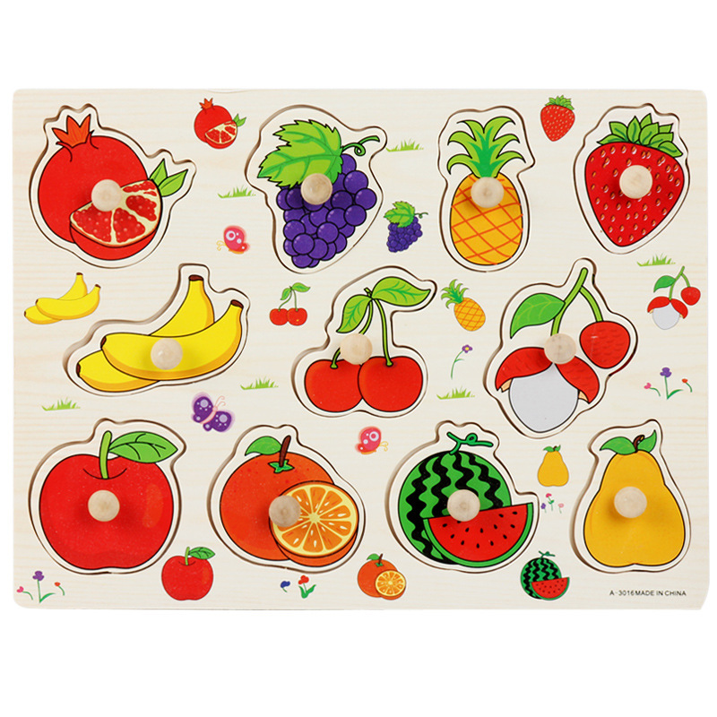 Picture of Factory wholesale hand-held board early education educational toys digital letters animal puzzle beneficial intelligence baby wooden toys