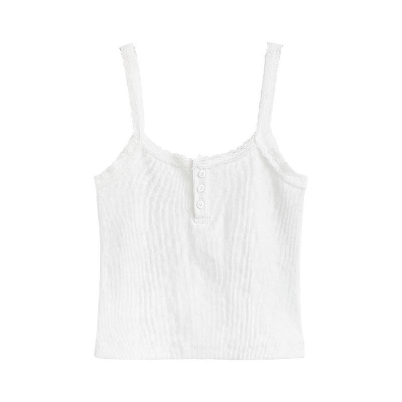 Picture of 2024 Vest Women's Korean Style Spring and Summer Inner Wear Slim-Fit Button Lace Small Strap Base Top