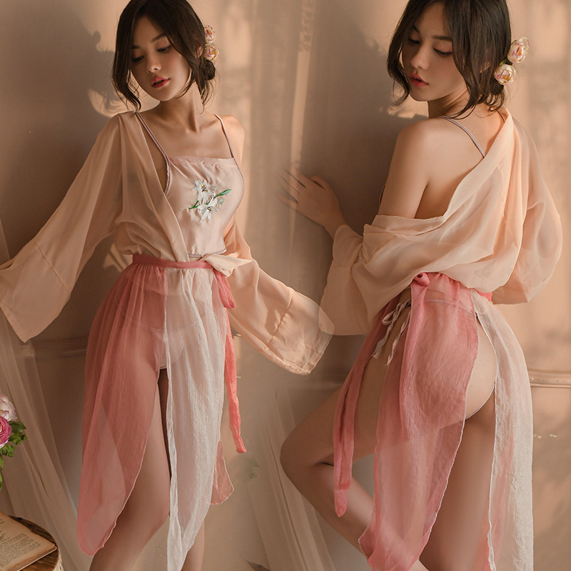 National Style Series Classical Bellyband Chiffon See-Through Pure Lust Temptation Sexy Intimates Sexy Pajamas Retro No-Take-Off Uniform
