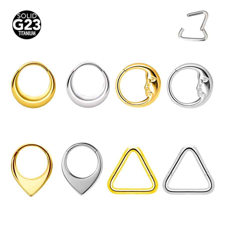 Picture of Cross-border explosions G23 titanium face triangle nose ring earrings 316 seamless nose ring ear ring body piercing jewelry