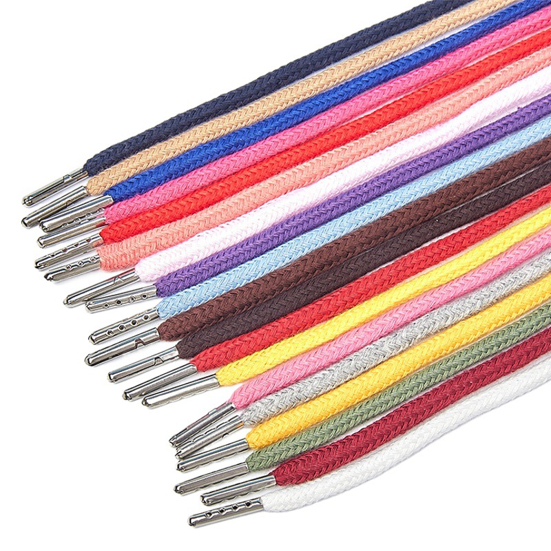 Cross-border in stock mm metal head color hat rope sports pants waist rope sweater hat band 1.3m polyester cotton clothing drawstring