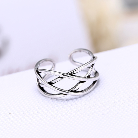 s925 sterling silver opening ring hollow retro ring sterling silver jewelry wholesale