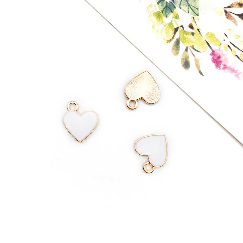 Picture of 1 K-Style of Oil Dripping Peach Heart-Shaped Pendant DIY Zinc Alloy Pendant Earrings Necklace 11mm Jewelry Accessories Material