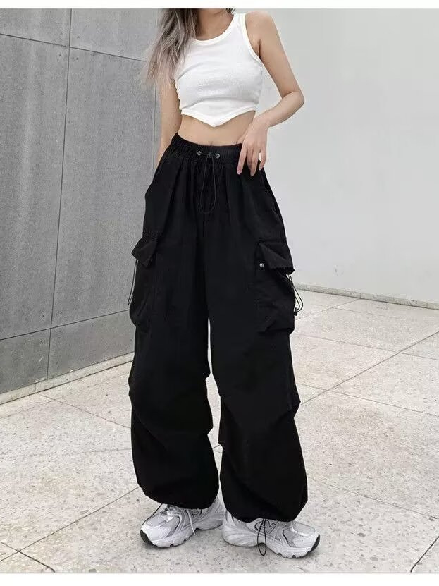 Picture of American Style Spicy Girl Cargo Pants Casual Pants Women Spring Summer Drape Slimming Straight Wide-Leg Pants Floor-Length Long Pants Trendy Wholesale