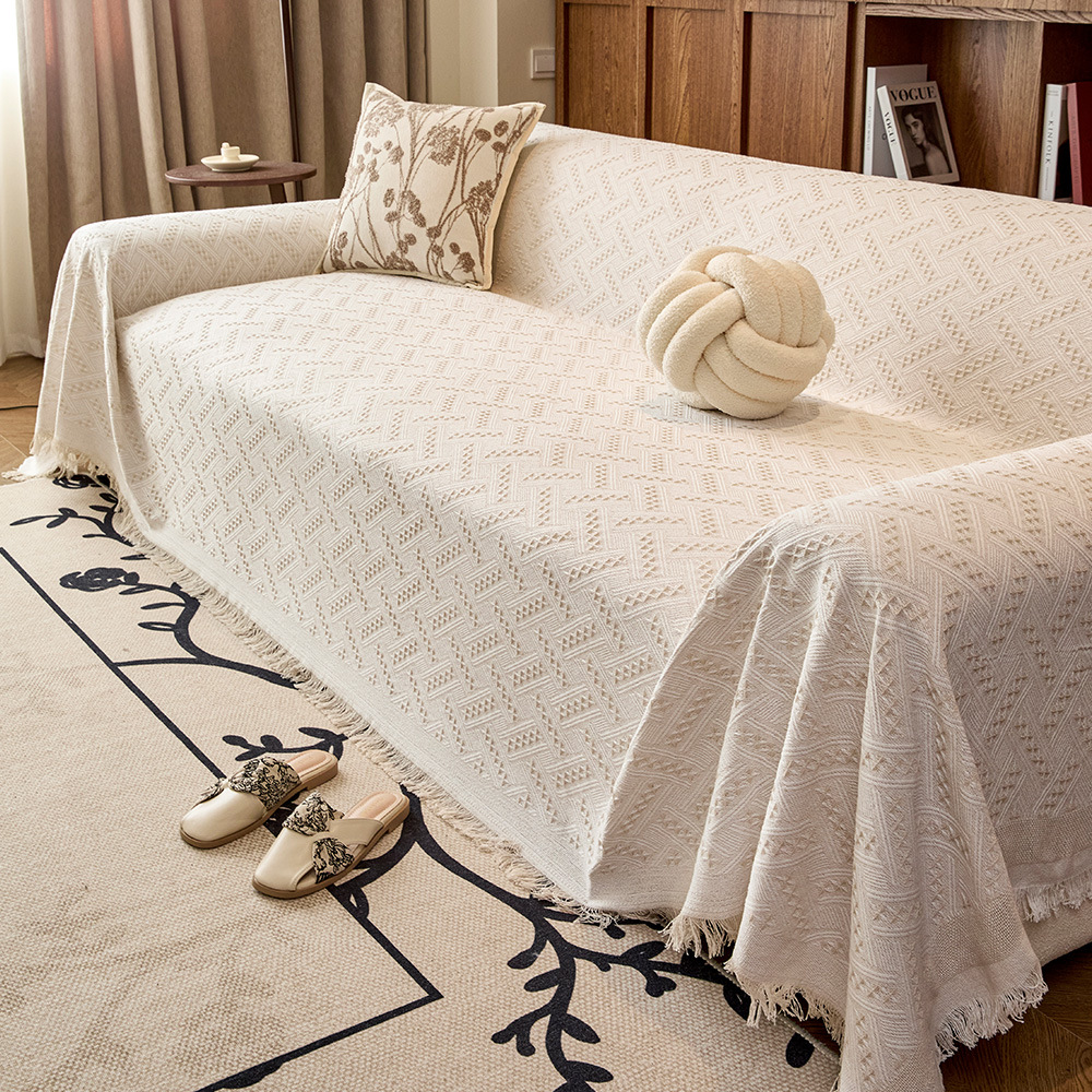 T-grid cotton yarn sofa cover cloth four seasons universal sofa cover new multifunctional sofa full cover thickened sofa towel
