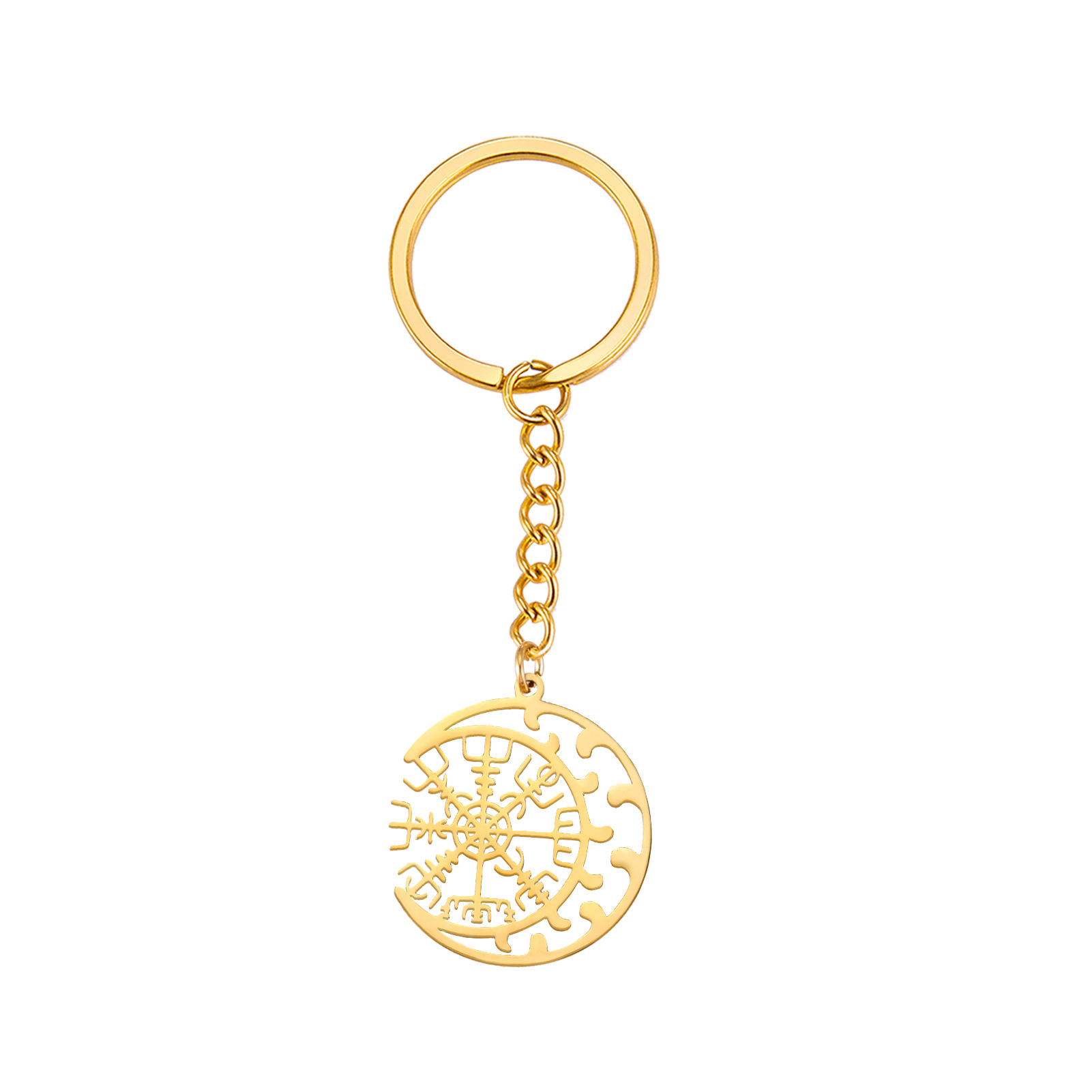 Picture of Europe and the United States cross-border hot sale with chain key chain mottled moon bag snowflake personality simple stainless steel car key chain