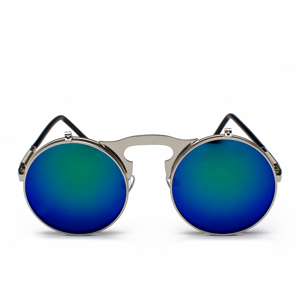 Picture of Jet 3057 Retro Metal Steampunk Flip Sunglasses Flip Sunglasses for Men and Women Trendy Round Frame Prince Mirror