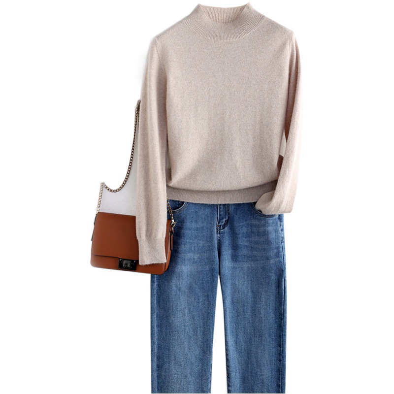 Picture of Bottoming Shirt Women's Knitted Sweater Women's Half-High Knitted Sweater Women's Cross-Border Knitwear Long-Sleeved Knitted Women's Bottoming Shirt Outer Wear