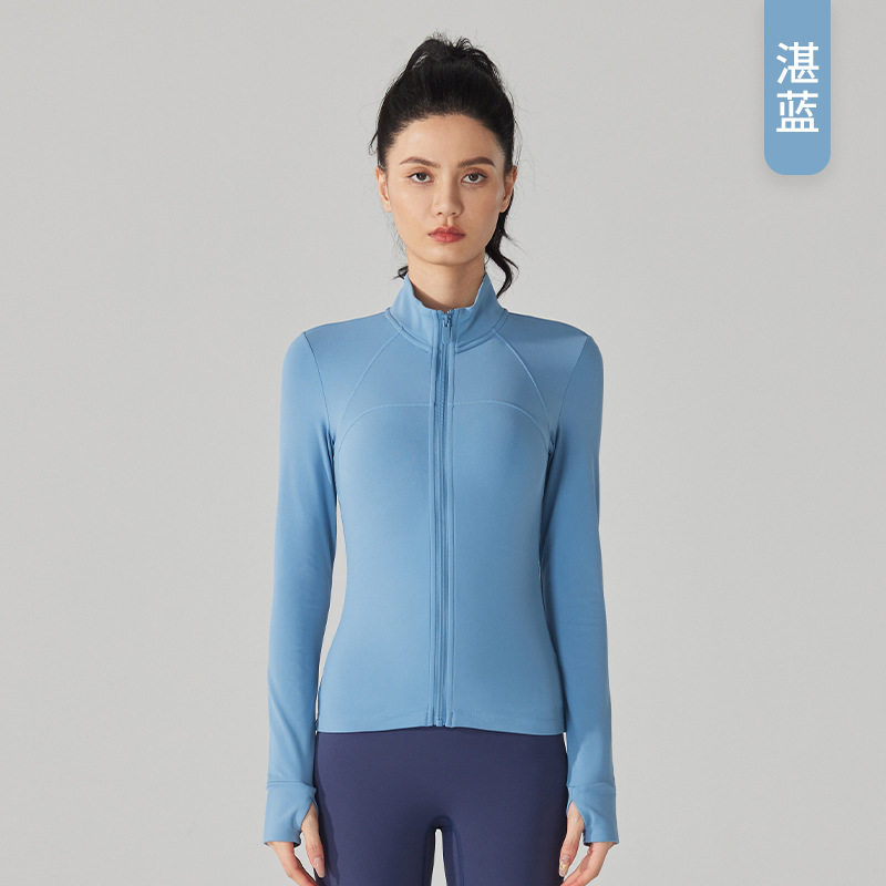 Picture of Yuancheng fleece warm sports jacket thickened slim fit slimming yoga clothes long sleeve zipper running fitness top