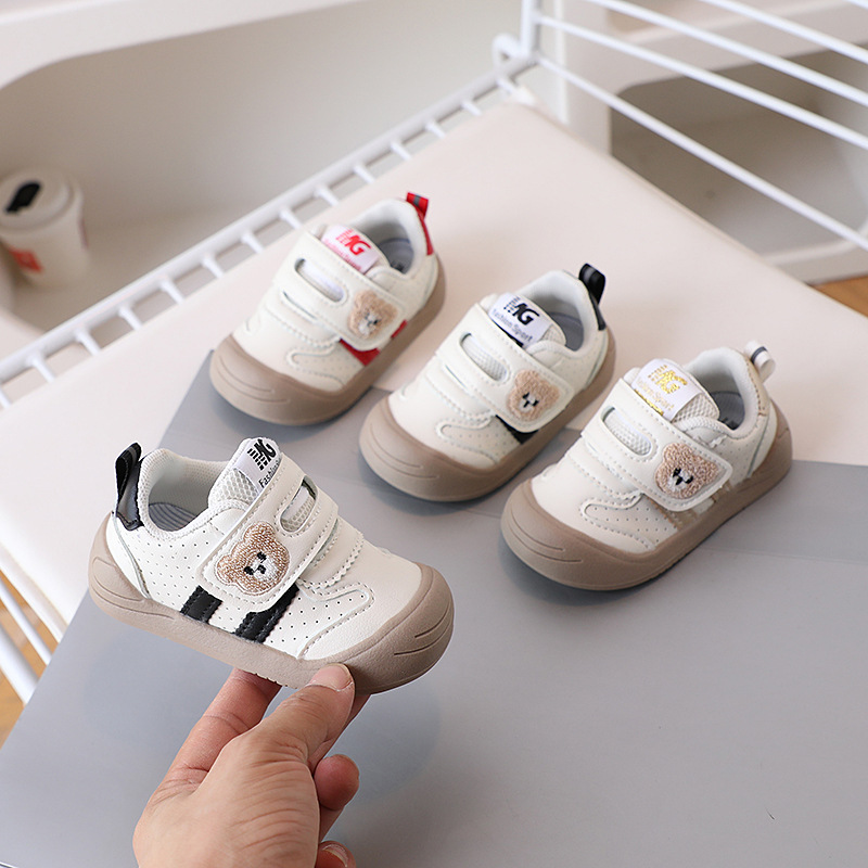 Baby Toddler Shoes 2025 Spring New Baby Shoes Baby Leather Shoes Autumn Children's Shoes Children's Bear Embroidery