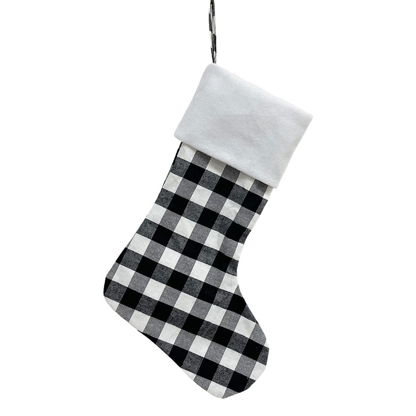 Christmas decorations Christmas socks gift bag Christmas ornaments red black and white plaid large Christmas socks