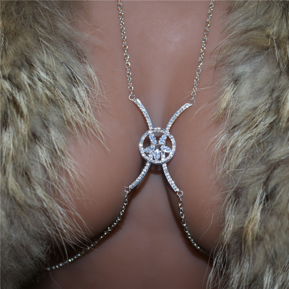 Picture of Amazon New Simple Fashion Round Rhinestone Chest chain European and American Beach Sexy body chain