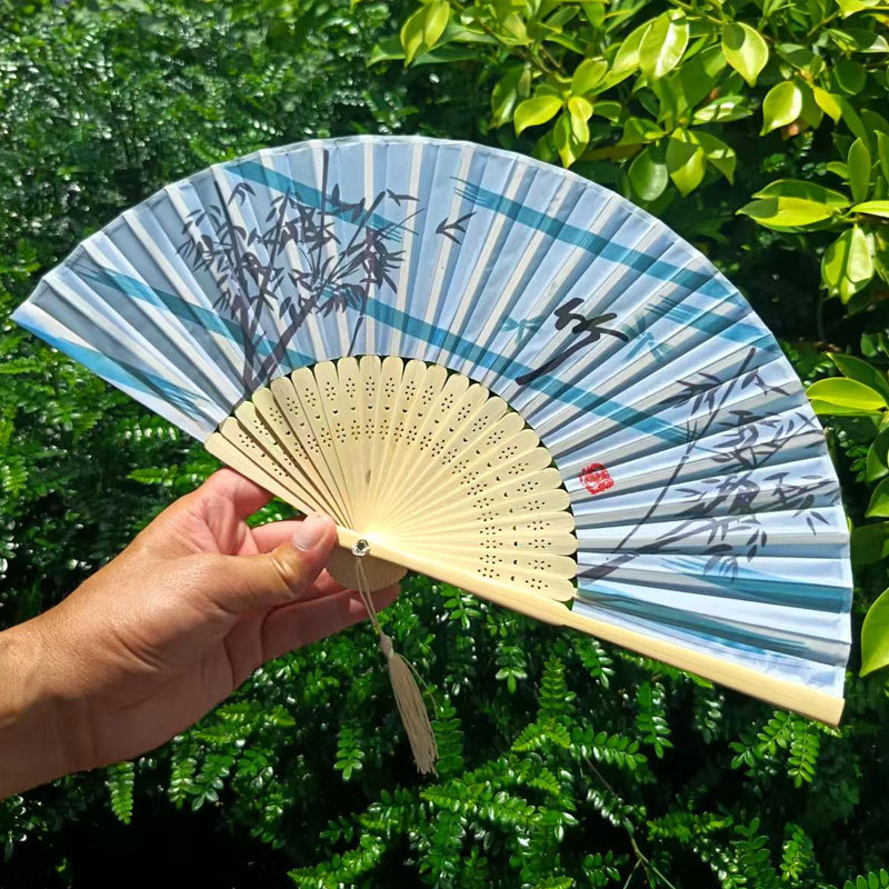 Picture of Folding Fan Bamboo Ancient Fan Student Girl Chinese Style Small Fan Scenic Spot Export Wholesale Retail Gift Decorative Fan