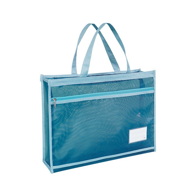 Picture of Large Art Bag 8-Open Transparent Mesh File Bag Satchel Zipper Type Thickeneded Tutoring Storage Large Capacity