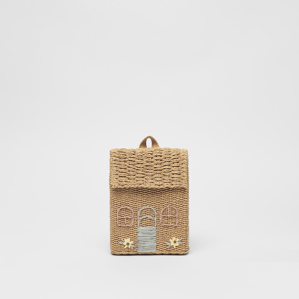 Picture of Children's Backpack Girl's Straw Bag Student's Bag New Children's Bag Cute Small House Woven Backpack Mini