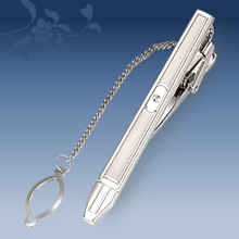 Picture of Metal tie clip men's suit chain 140 simple flower type business atmosphere with drill tie clip