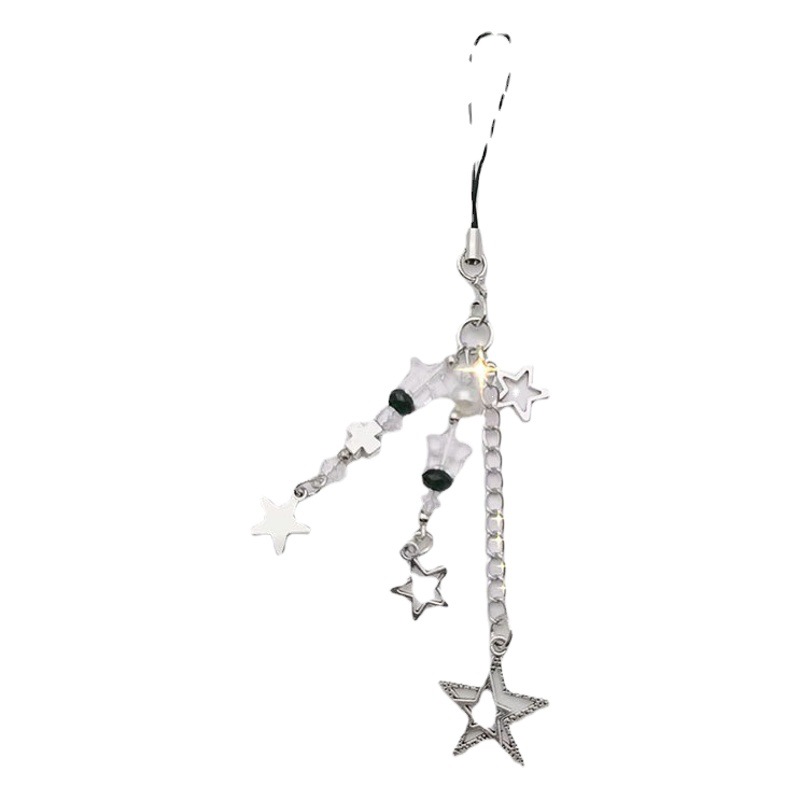 Sweet Cool Millennium Spice Girl Style y2k Five-pointed Star Cross Mobile Phone Chain ccd Chain Student Simple All-match Bag Pendant