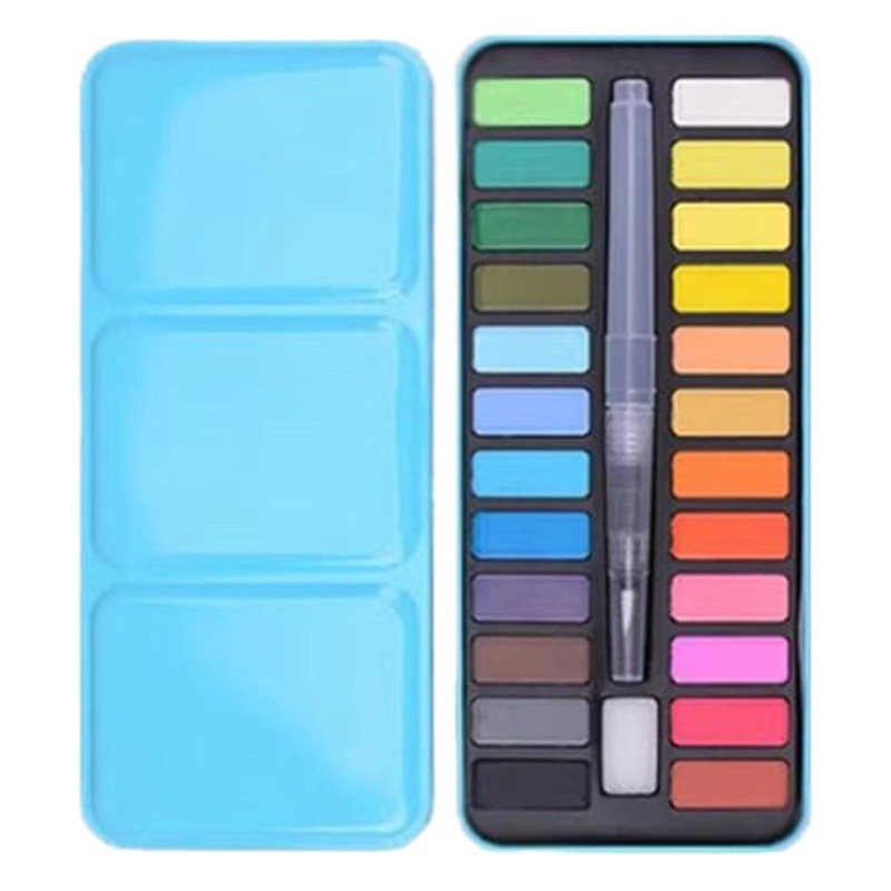 Cross-border solid watercolor 12 color 18 color 24 color watercolor brush brush student watercolor paint art painting set