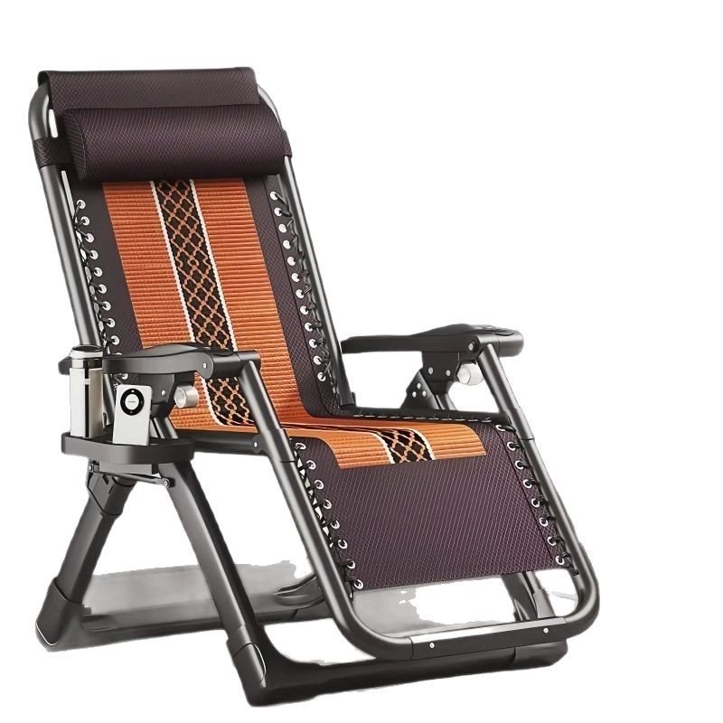Picture of Folding recliner lunch break back nap chair home adult lazy sofa balcony sturdy dual-purpose leisure rattan chair