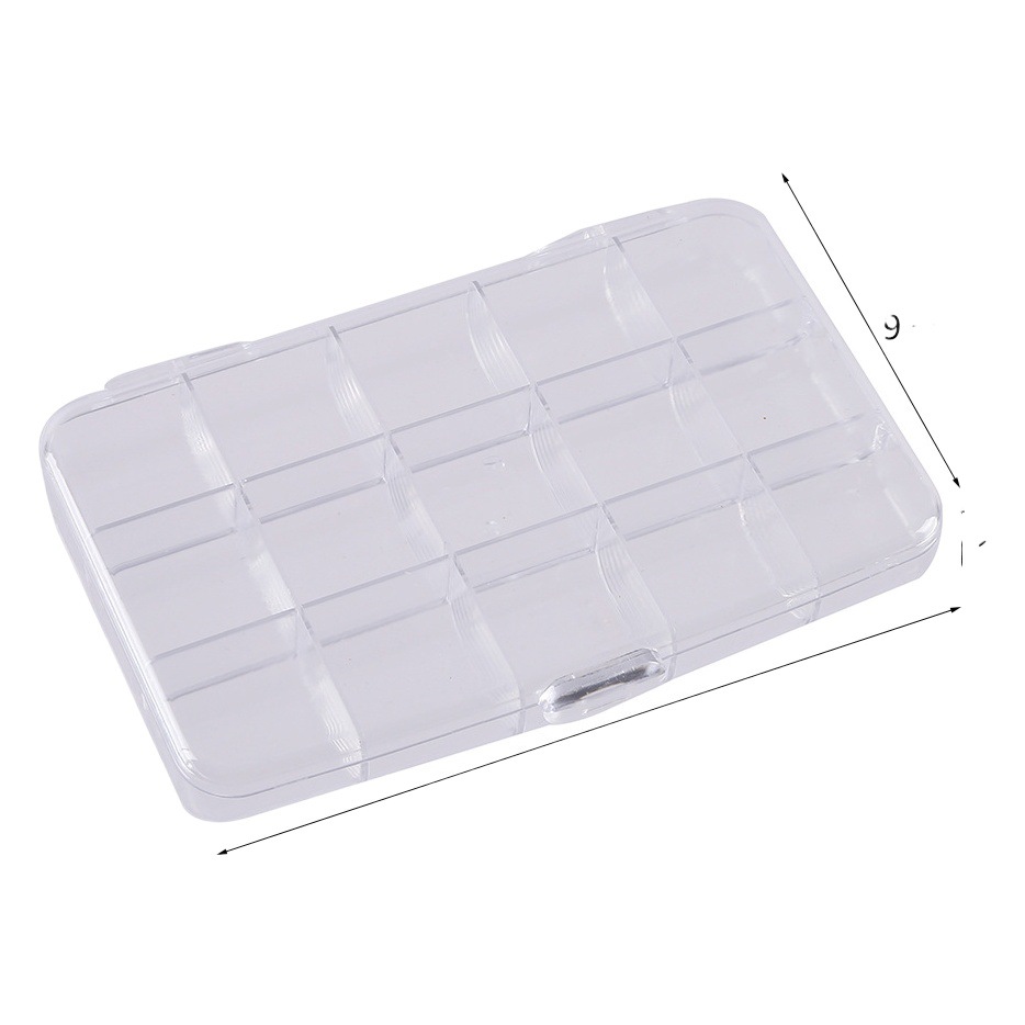 New Transparent 15-Grids Plastic Storage Box Square Nail Art Jewelry Storage Box Transparent Beaded Trinkets
