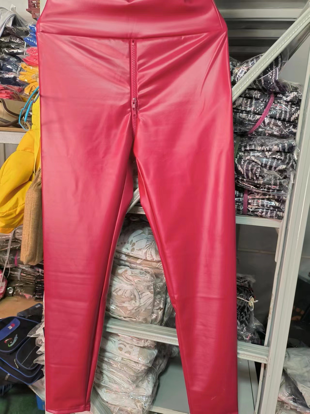 Picture of Amazon Crossing Sexy Black Matte pc Leather Open Crotch Pants for Exotic Women
