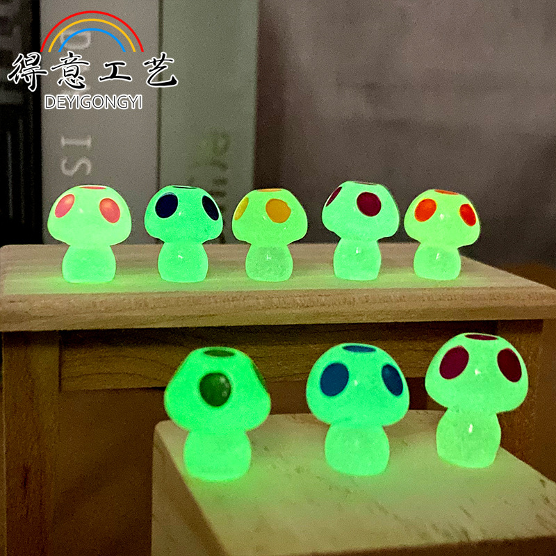 Picture of Luminous Mushroom Resin Small Ornaments Moss Micro Landscape Potted Plant Colorful Luminous Small Mushroom Decorations diy Accessories