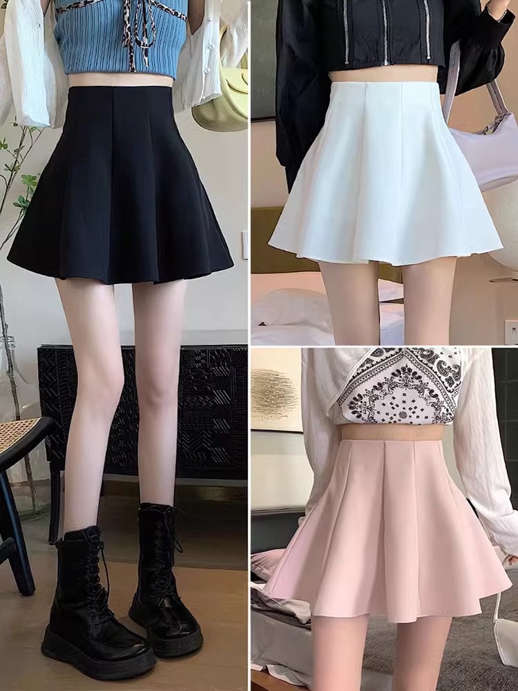 Black Skirt Women's Spring 2024 New Style Short Skirt Fashion Poncho Umbrella Skirt High Waist Slimming Small A- Line Skirt