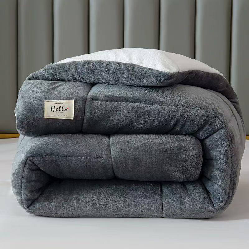 Picture of Lambswool milk velvet winter quilt autumn and winter double thickened warm gift quilt student dormitory velvet quilt core wholesale