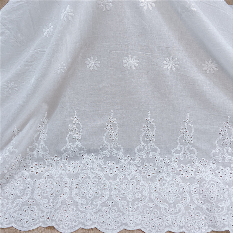 New cotton hollow perforated embroidered fabric bilateral 133cm water soluble dress lace embroidered fabric