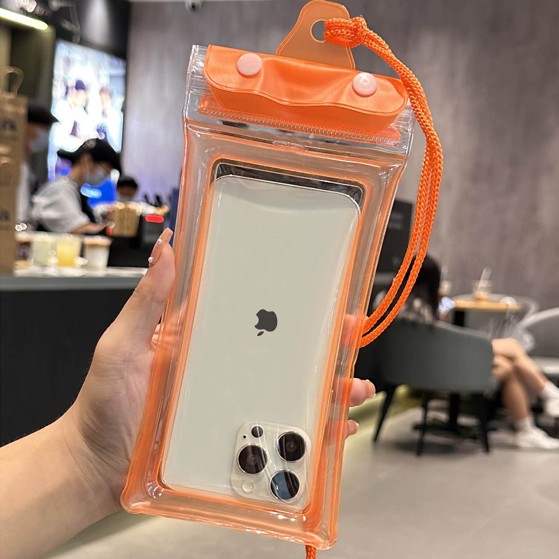 Picture of Cross-border Three Sealed Mobile Phone Waterproof Bag with Touch Screen, Swimming Air Bag, Rafting Halter, Waterproof Mobile Phone Case, Transparent