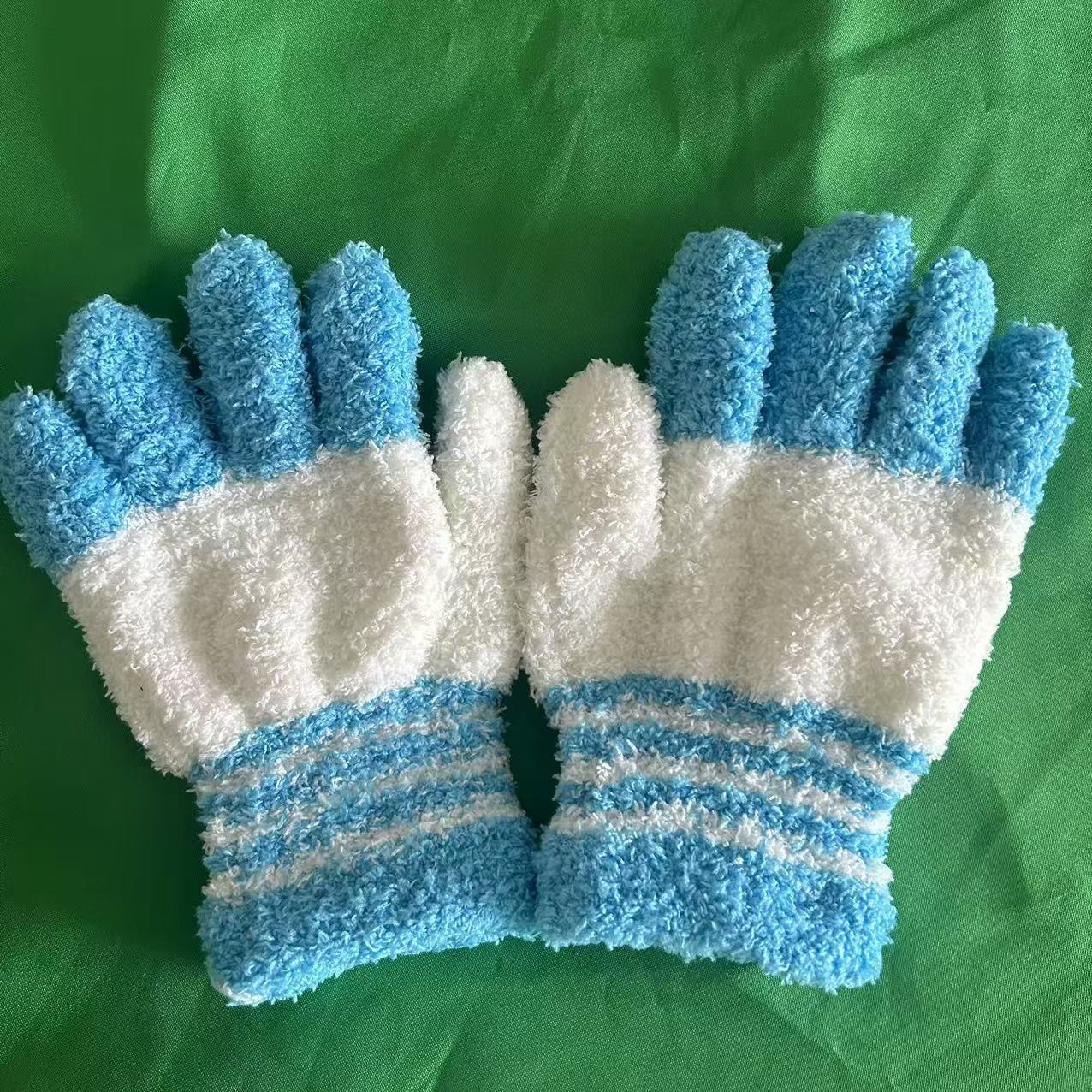 Full-Finger Knitted Touchscreen Half-Velvet Women's Autumn and Winter Fleece-Lined Thickened Warm Korean-Style Student Warm Coral Fleece Gloves