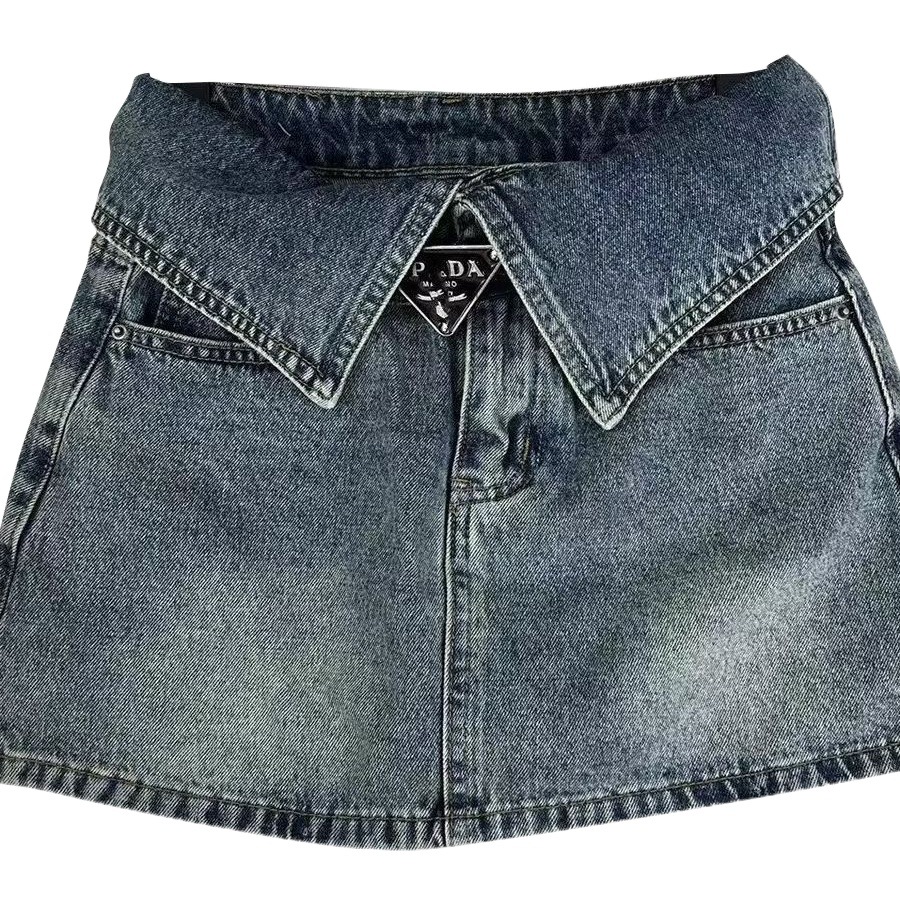 2023 New Retro Denim Short Skirt Women's Summer Loose Large Size High Waist Slim A-Line Hip Skirt