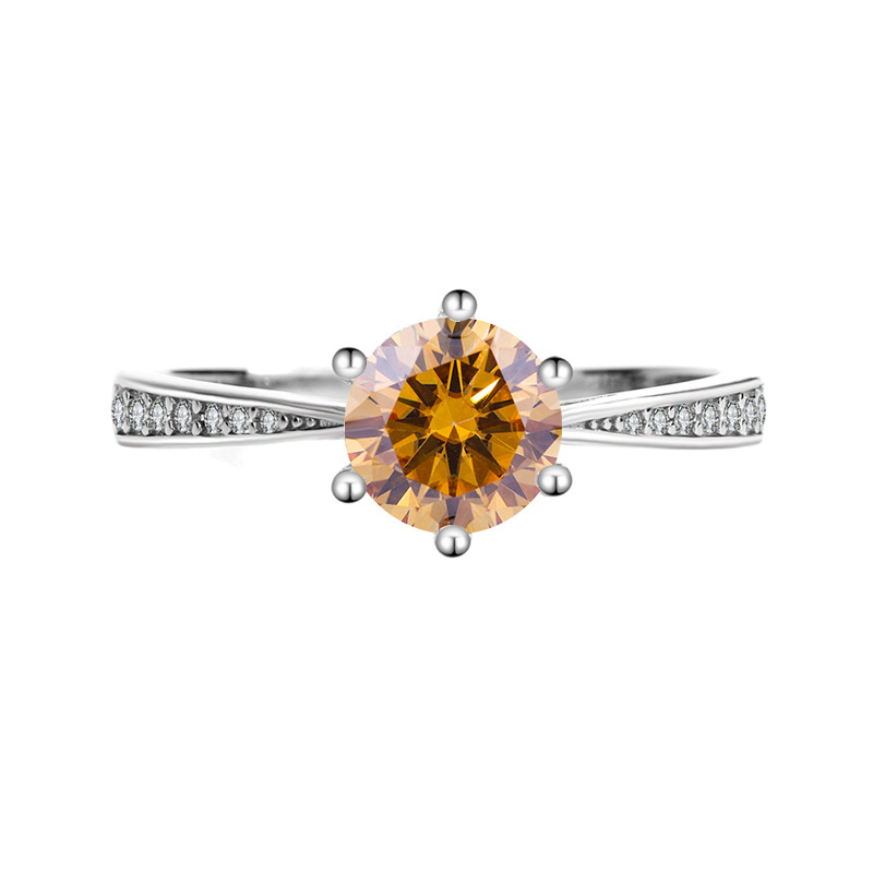 Picture of S925 sterling silver moissanite Korean version of six-claw ring ladies ring six-claw classic crown for wedding ring manufacturers wholesale